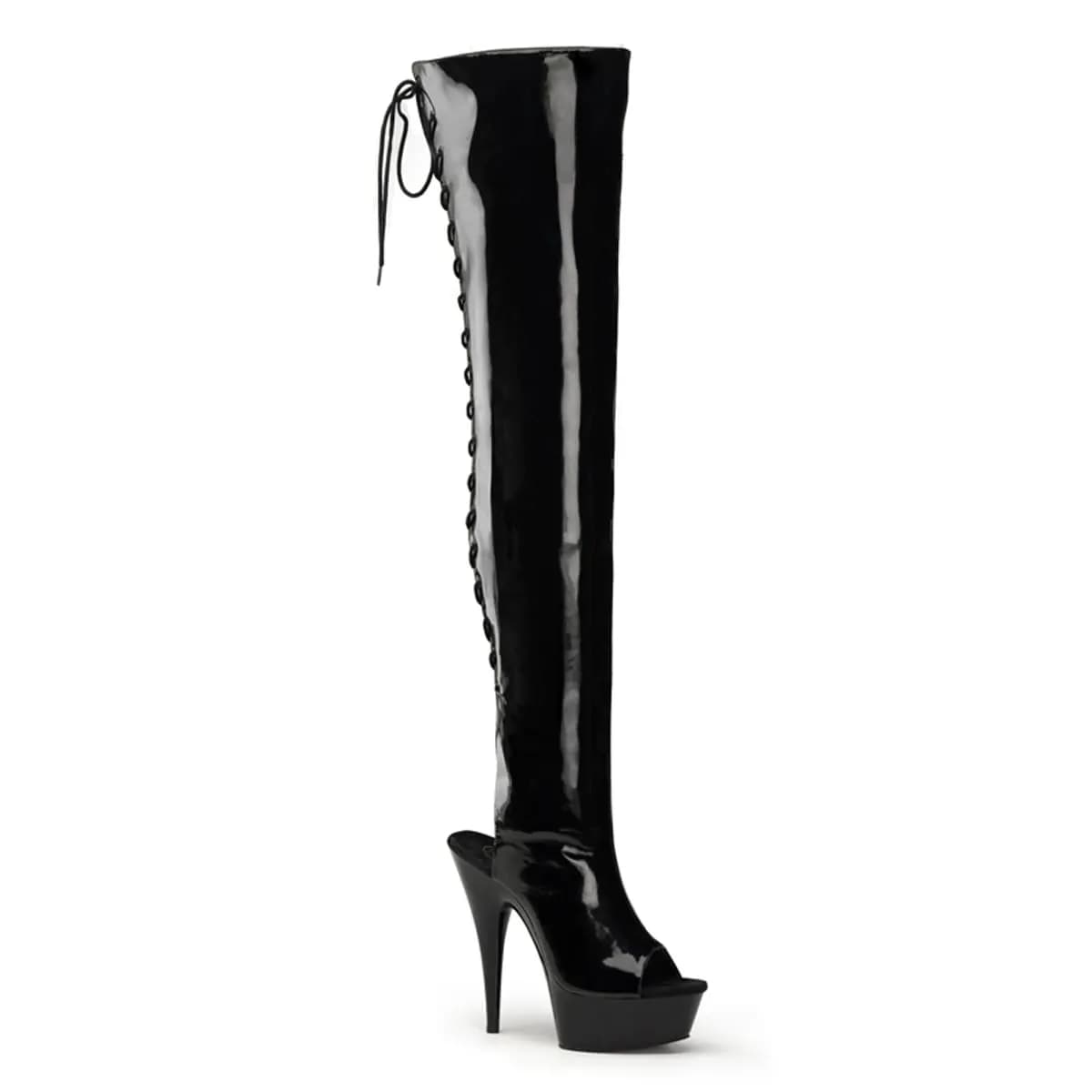 Pleaser DELIGHT-3017 Damen Stiefel Schwarz Glanz EU 35