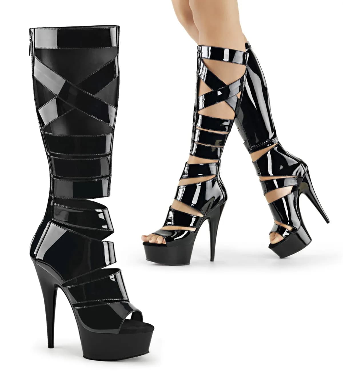 Pleaser DELIGHT-600-49 Damen Sandale Schwarz EU 35