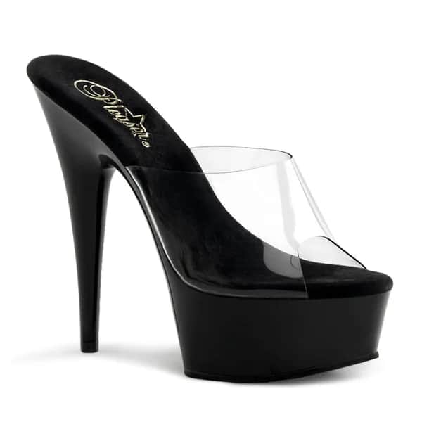 Pleaser DELIGHT-601 Damen Slipper Transparent Schwarz EU 43