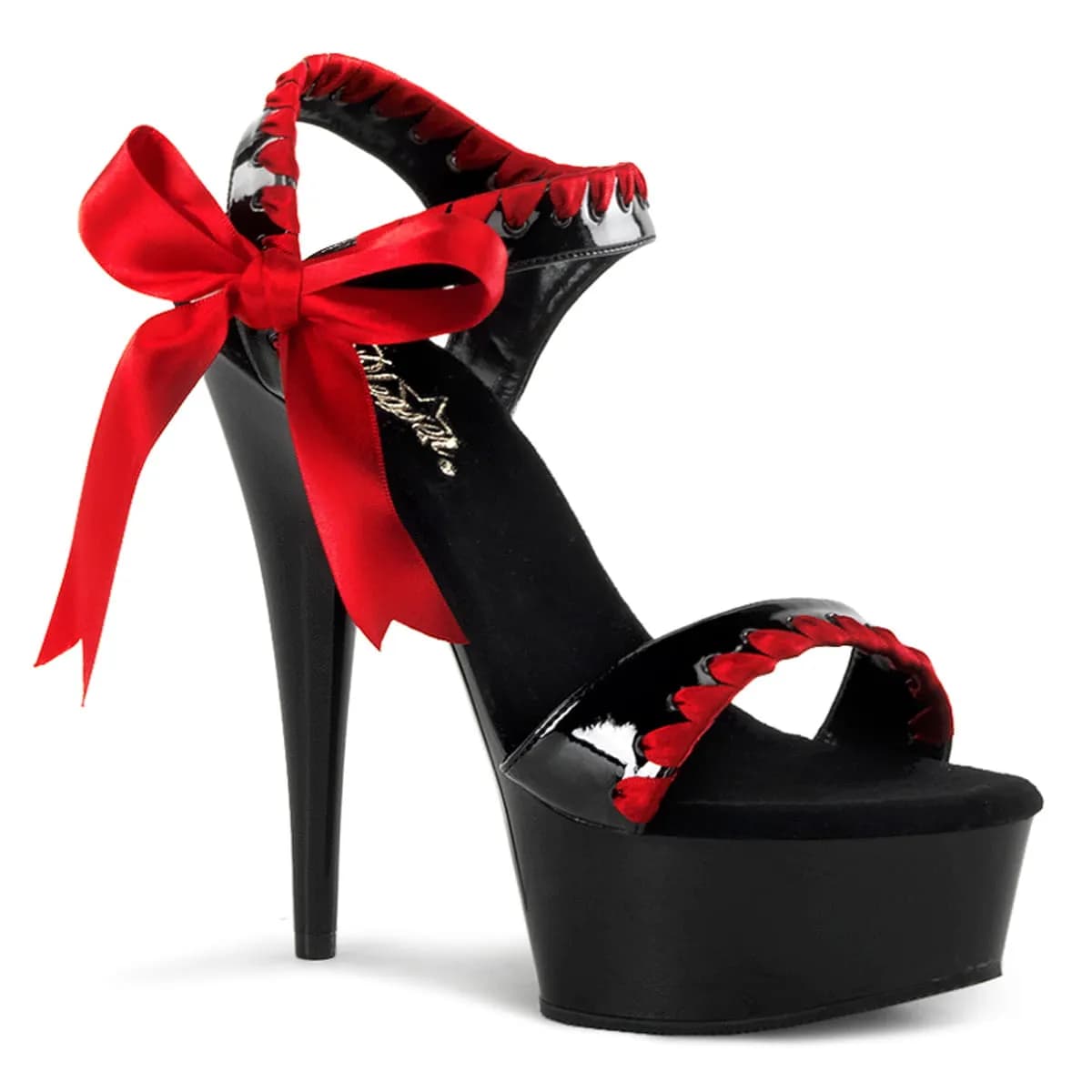 Pleaser DELIGHT-615 Damen Sandale Schwarz Rot EU 39