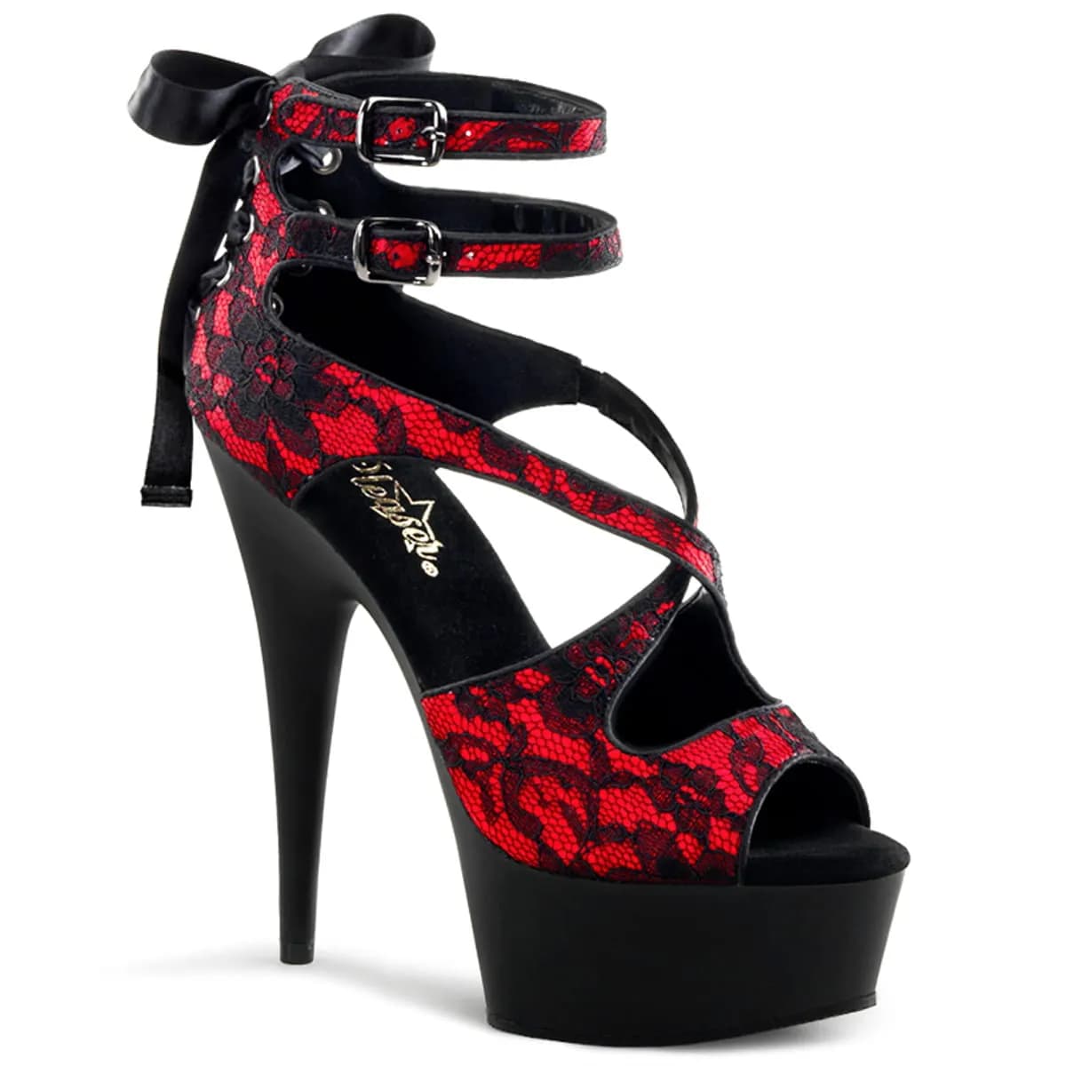 Pleaser DELIGHT-678LC Damen Sandale Rot EU 38