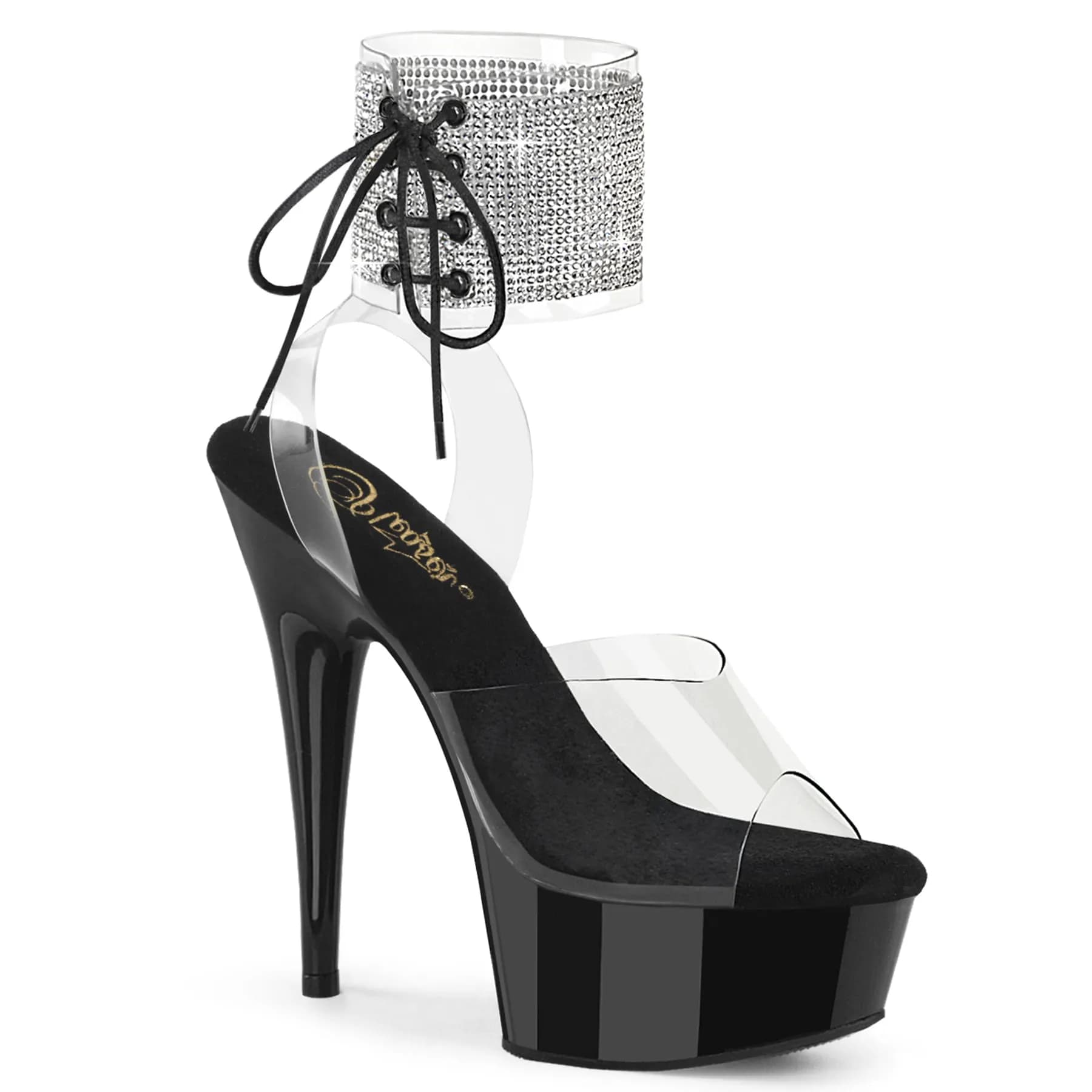 Pleaser DELIGHT-691-2RS Damen Sandale Transparent Schwarz EU 39