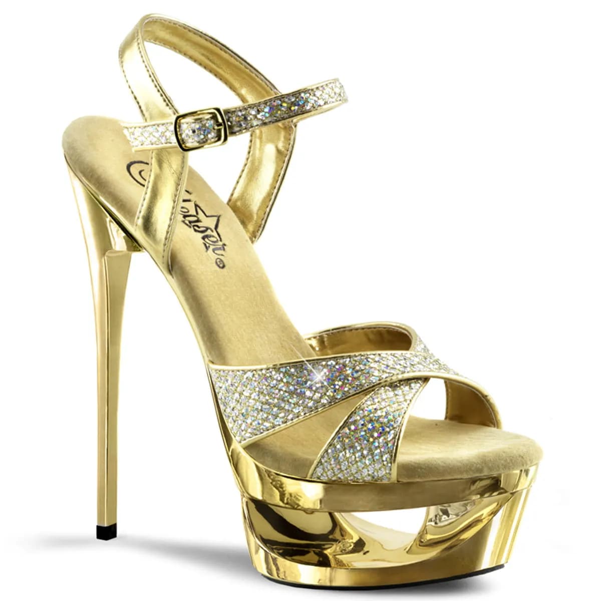Pleaser ECLIPSE-619G Damen Sandale Gold Mehrfarbig EU 36