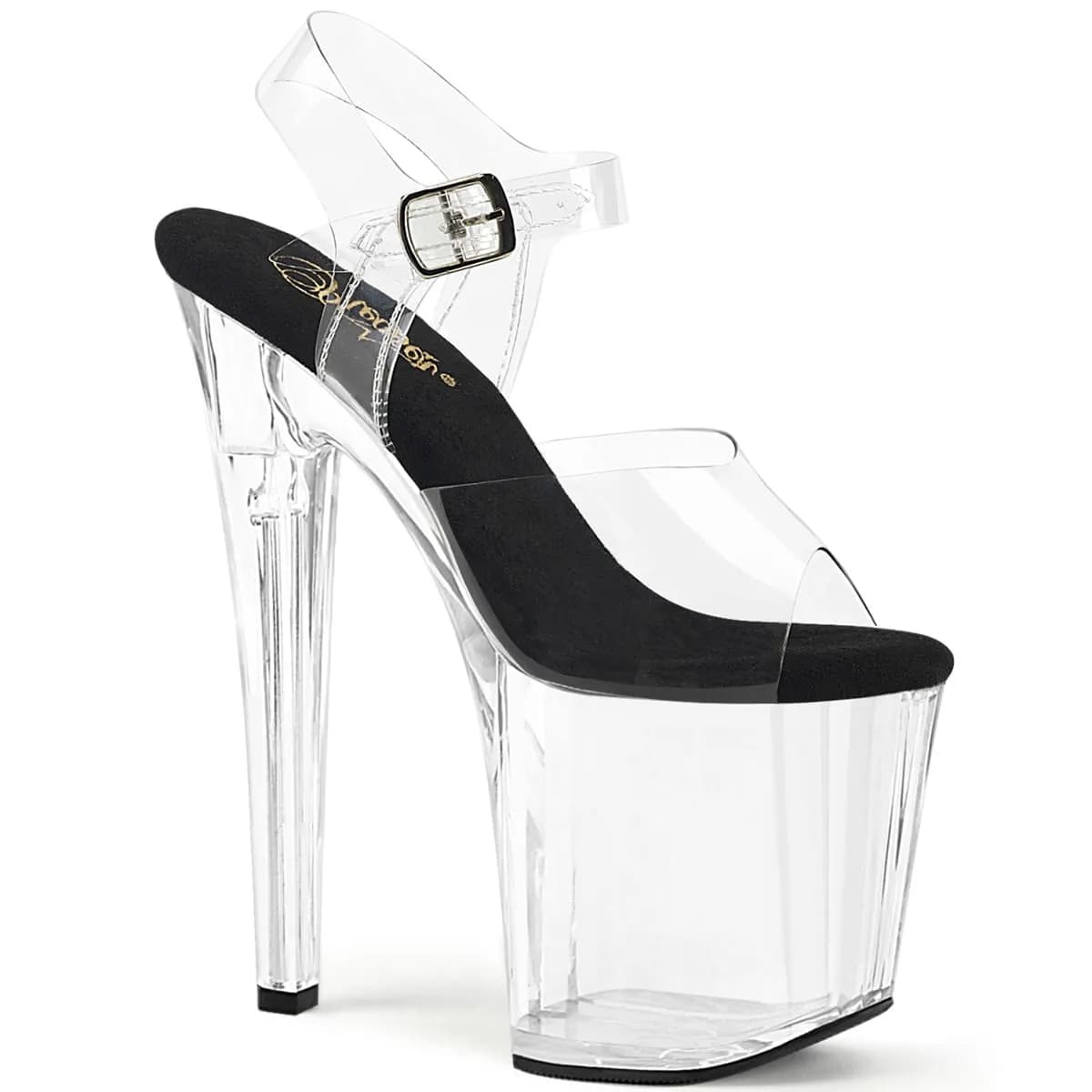 Pleaser ENCHANT-708 Damen Sandale Schwarz Transparent EU 35