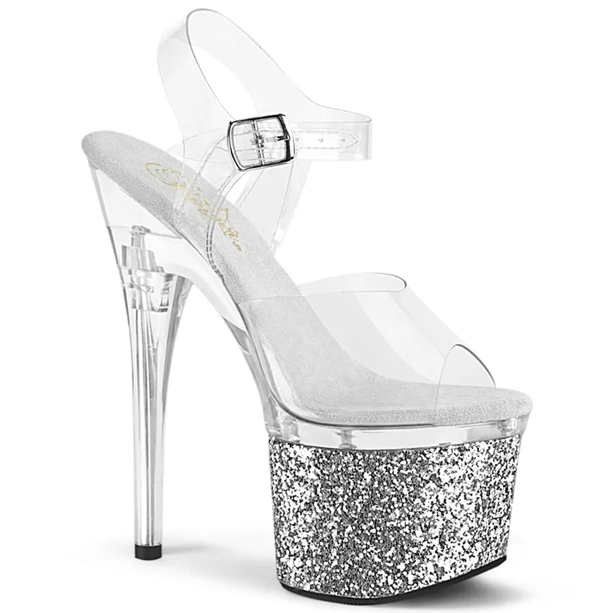 Pleaser ESTEEM-708LG Damen Sandale Transparent Silber EU 36