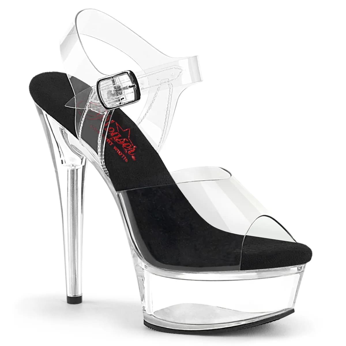 Pleaser EXCITE-608 Damen Sandale Schwarz Transparent EU 41