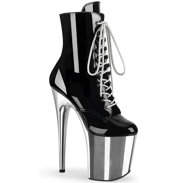 Pleaser FLAMINGO-1020 Damen Stiefelette Schwarz Silber EU 37