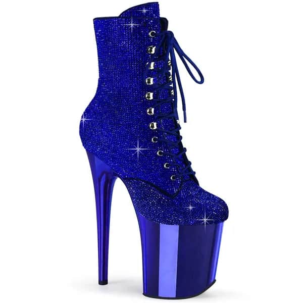 Pleaser FLAMINGO-1020CHRS Damen Stiefelette Blau EU 40