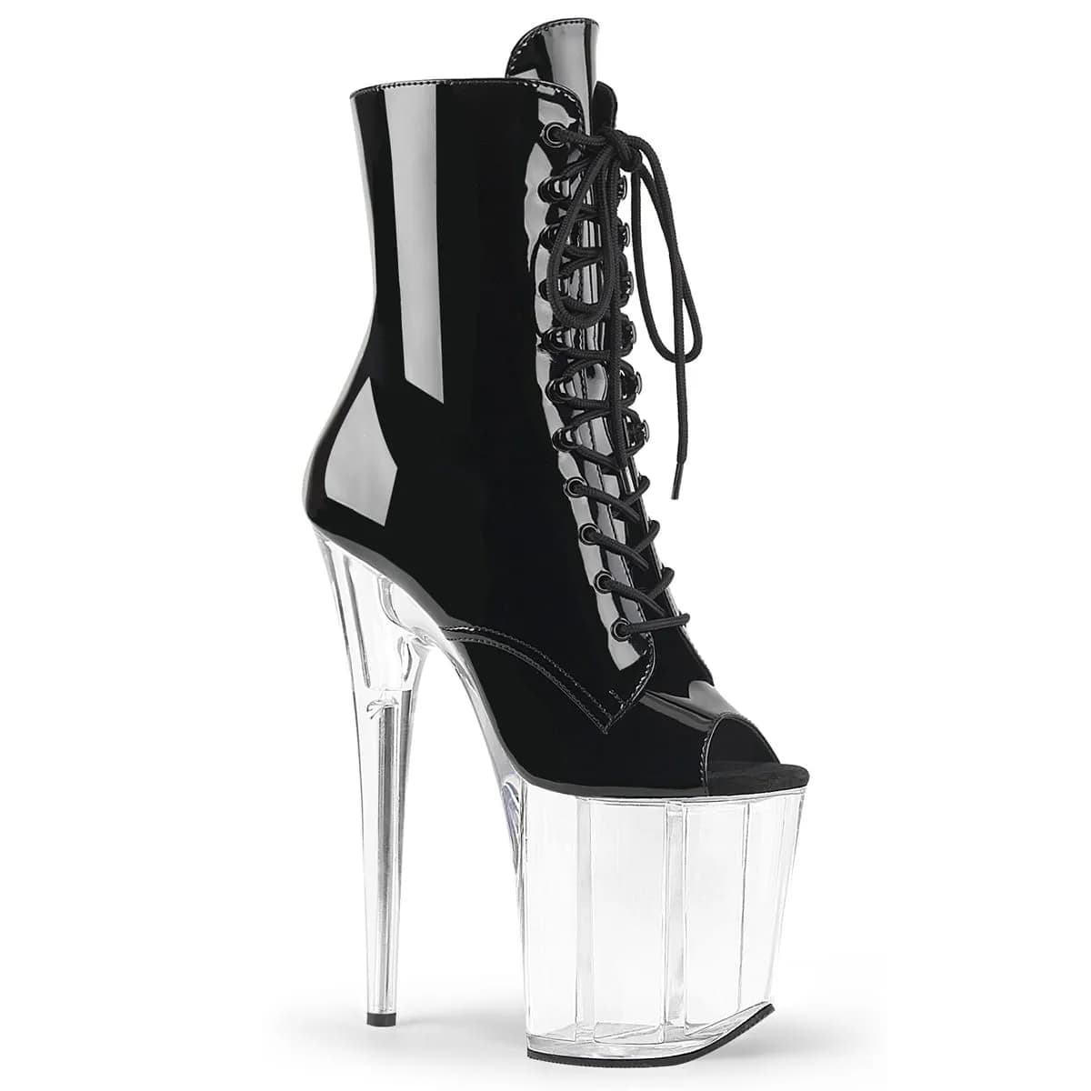 Pleaser FLAMINGO-1021 Damen Stiefelette Schwarz Transparent EU 41