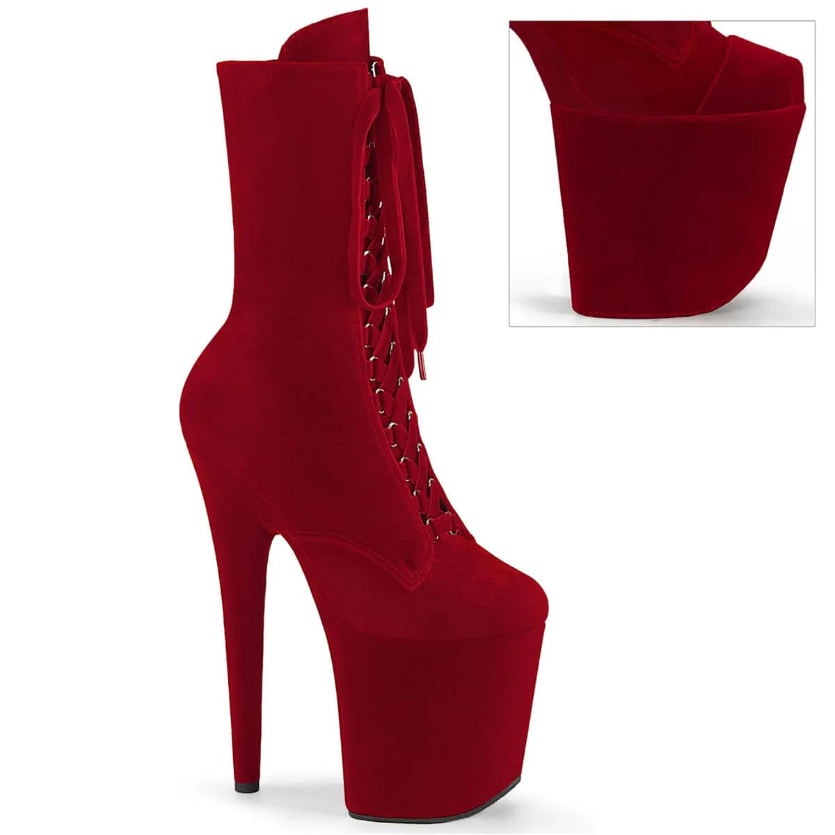 Pleaser FLAMINGO-1045VEL Damen Stiefelette Rot EU 40