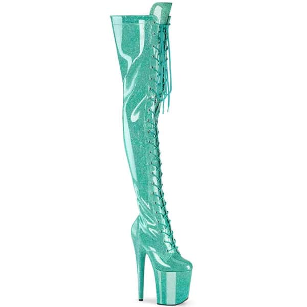 Pleaser FLAMINGO-3020GP Damen Stiefel Blau Lack EU 36