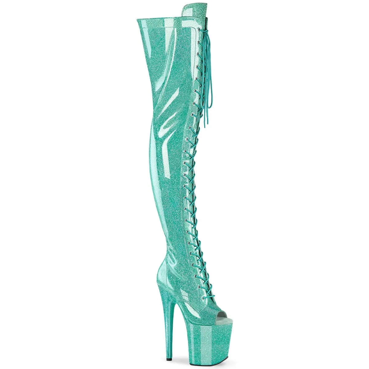 Pleaser FLAMINGO-3021GP Damen Stiefel Aqua Lack EU 36
