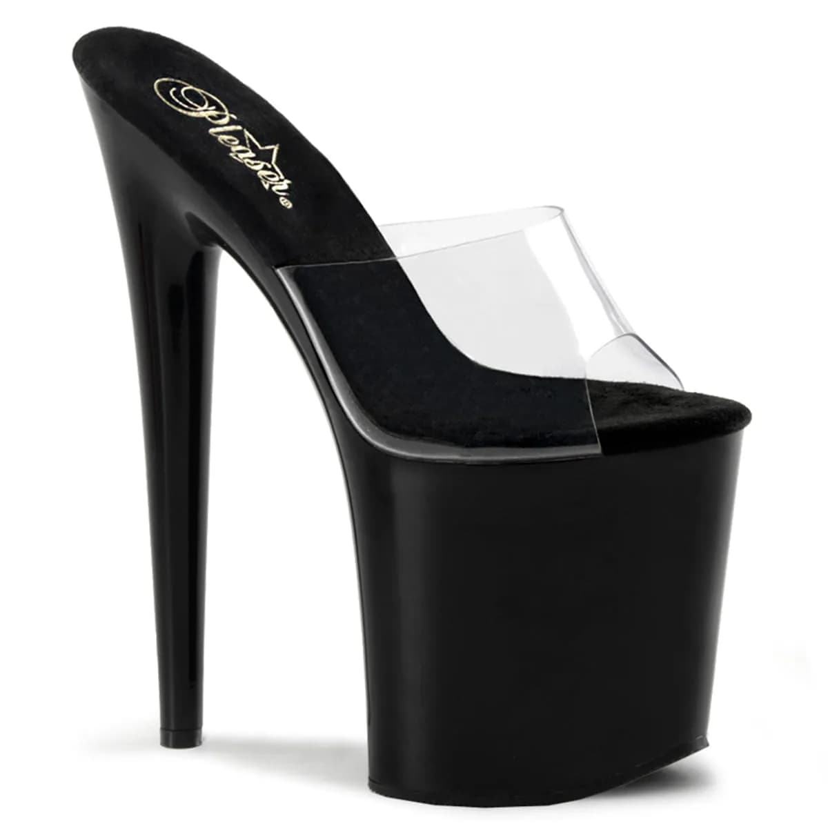 Pleaser FLAMINGO-801 Damen Slipper Transparent Schwarz EU 37