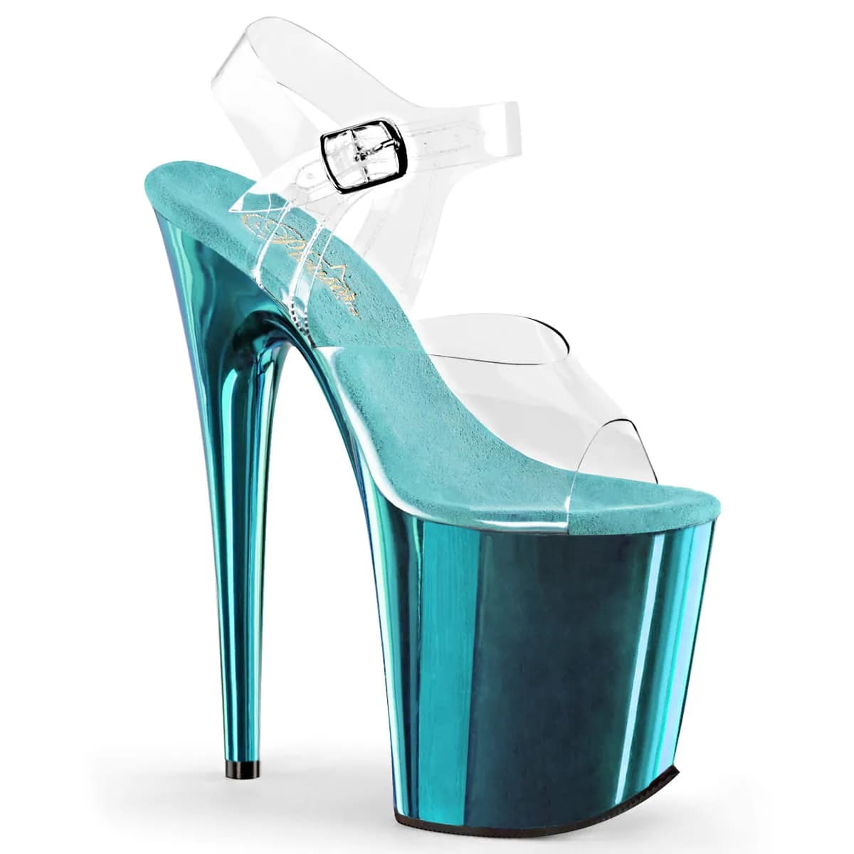 Pleaser FLAMINGO-808 Damen Sandale Transparent Türkis EU 44