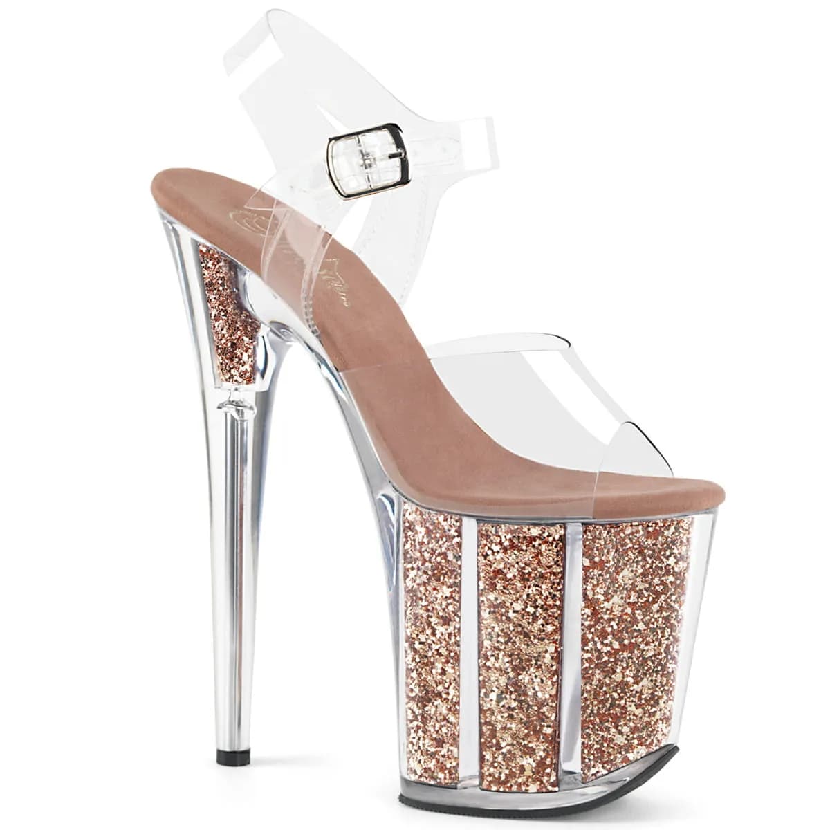 Pleaser FLAMINGO-808G Damen Sandale Transparent Roségold EU 39