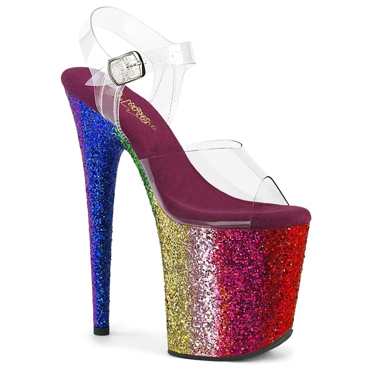 Pleaser FLAMINGO-808RBG Damen Sandale Transparent EU 39