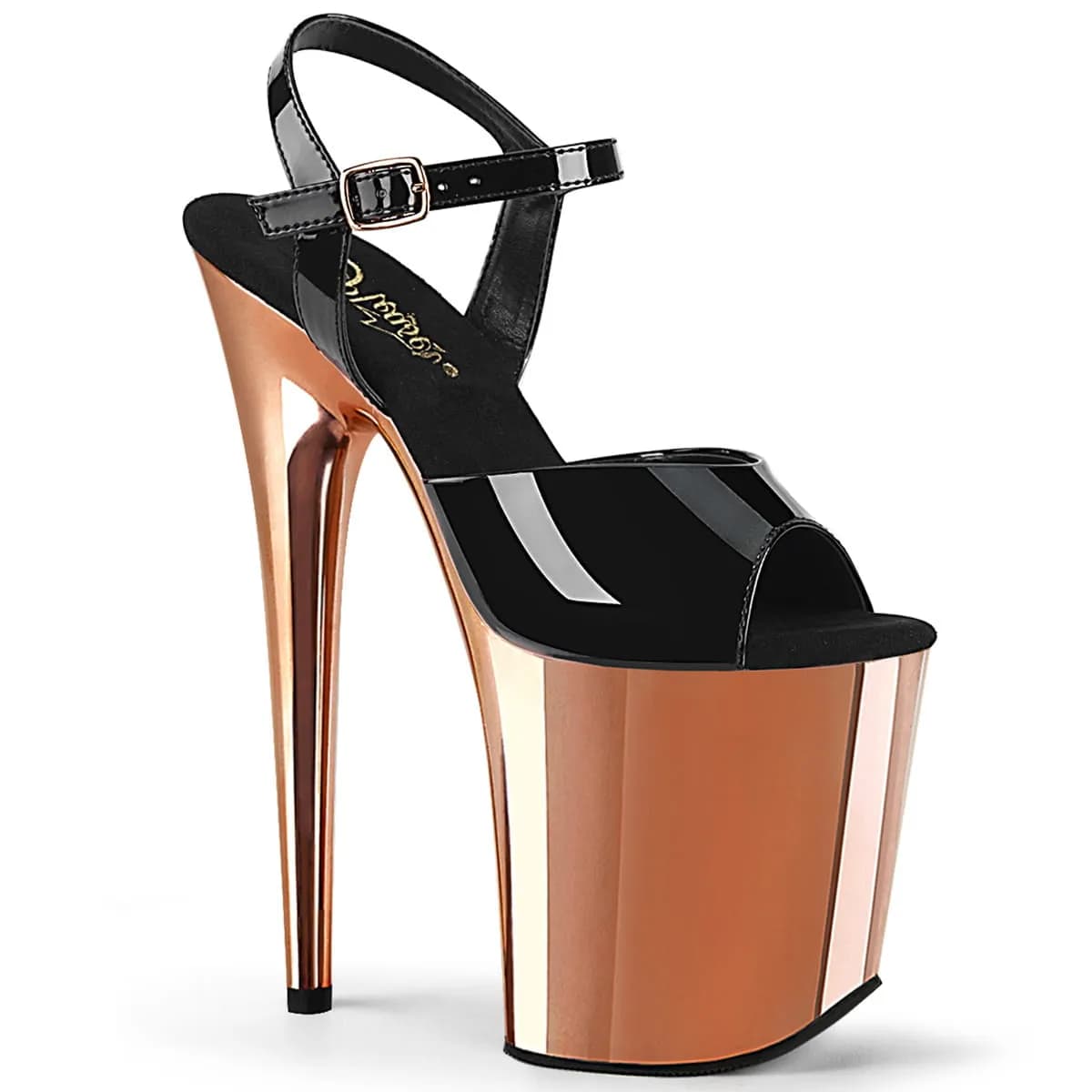 Pleaser FLAMINGO-809 Damen Sandale Schwarz Roségold EU 37