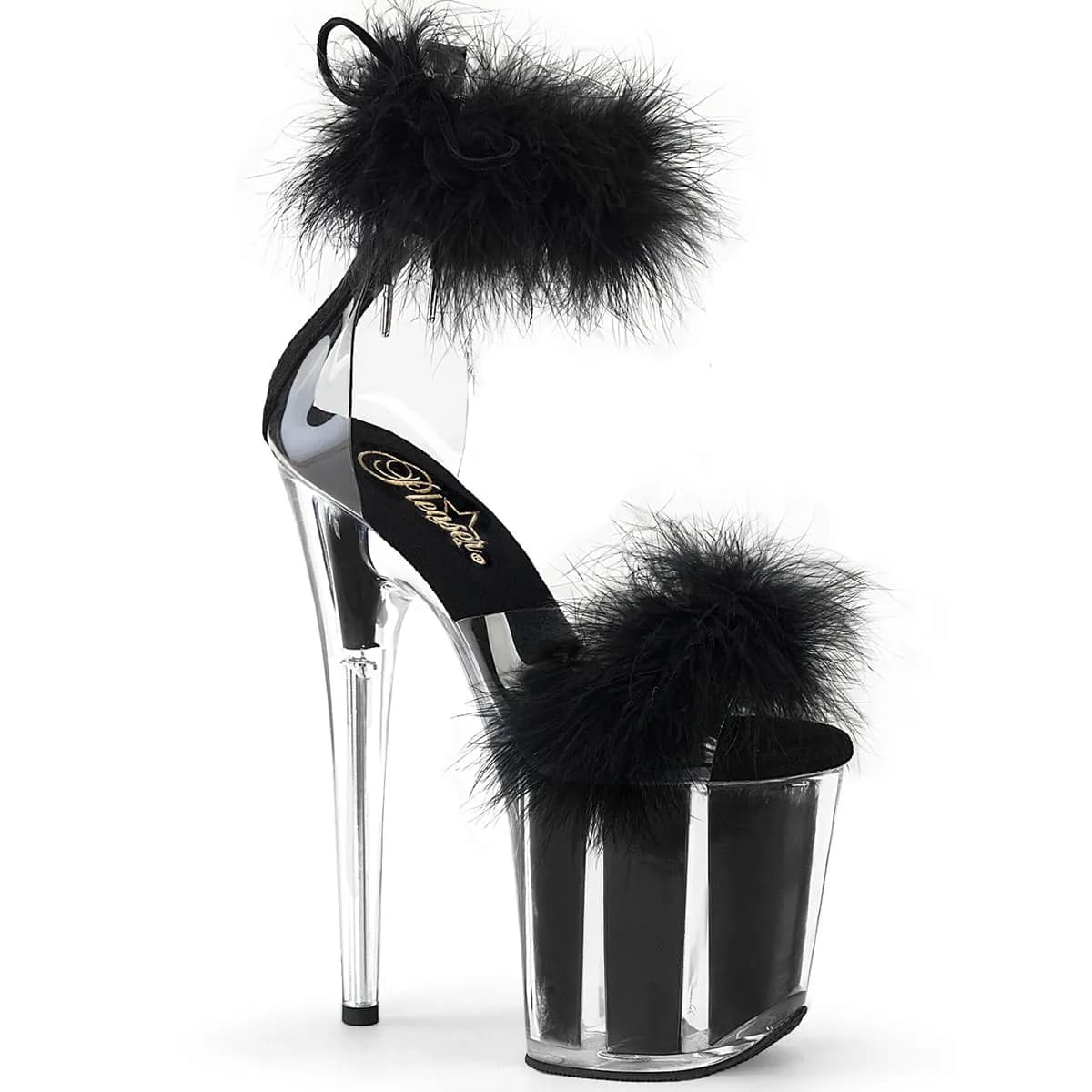 Pleaser FLAMINGO-824F Damen Sandale Transparent Schwarz EU 42
