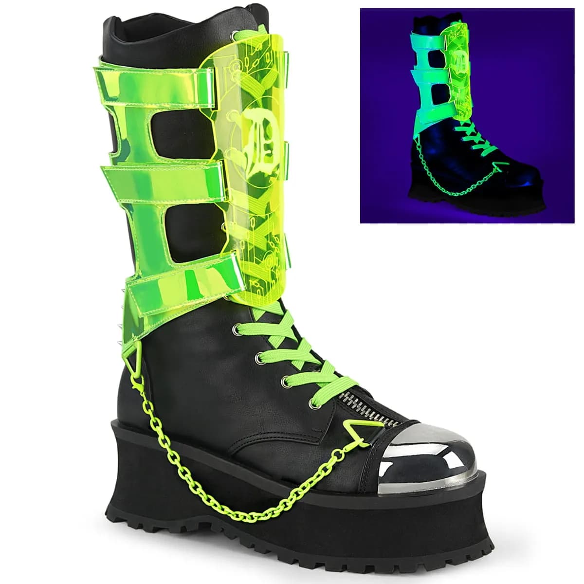 DemoniaCult GRAVEDIGGER-255 Unisex Stiefel Schwarz EU 36