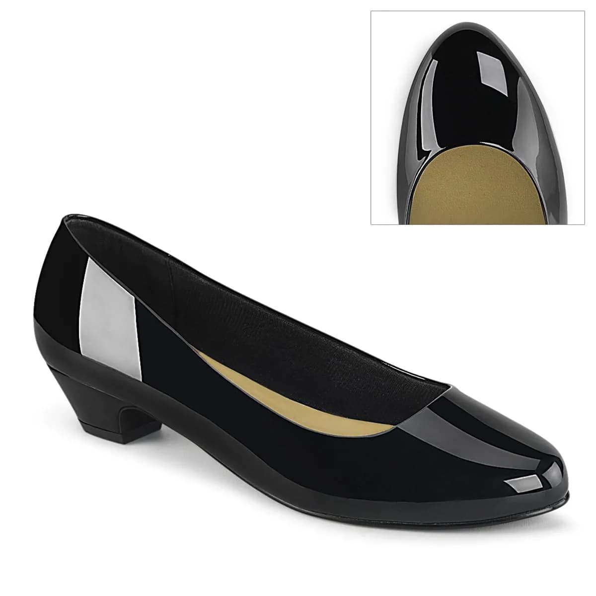 Pleaser Pink Label GWEN-01 Damen Pumps Schwarz Lack EU 44