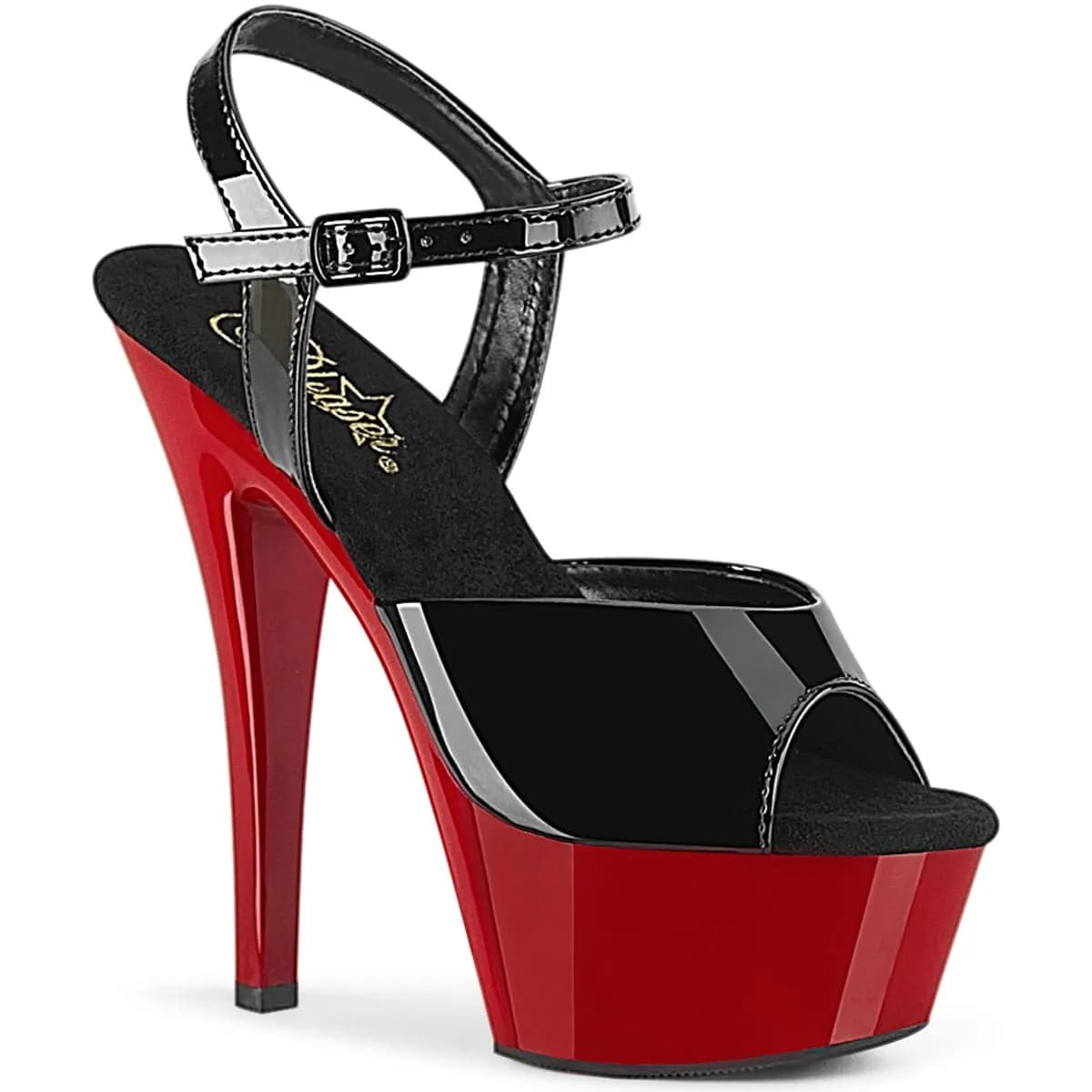 Pleaser KISS-209 Damen Sandale Schwarz Rot EU 41