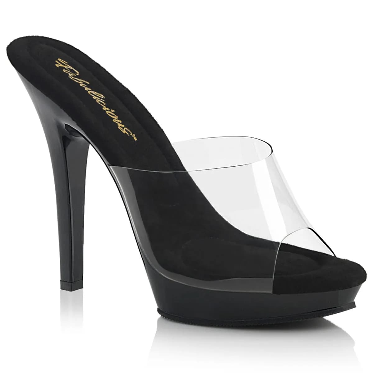 Fabulicious LIP-101 Damen Slipper Transparent Schwarz EU 35