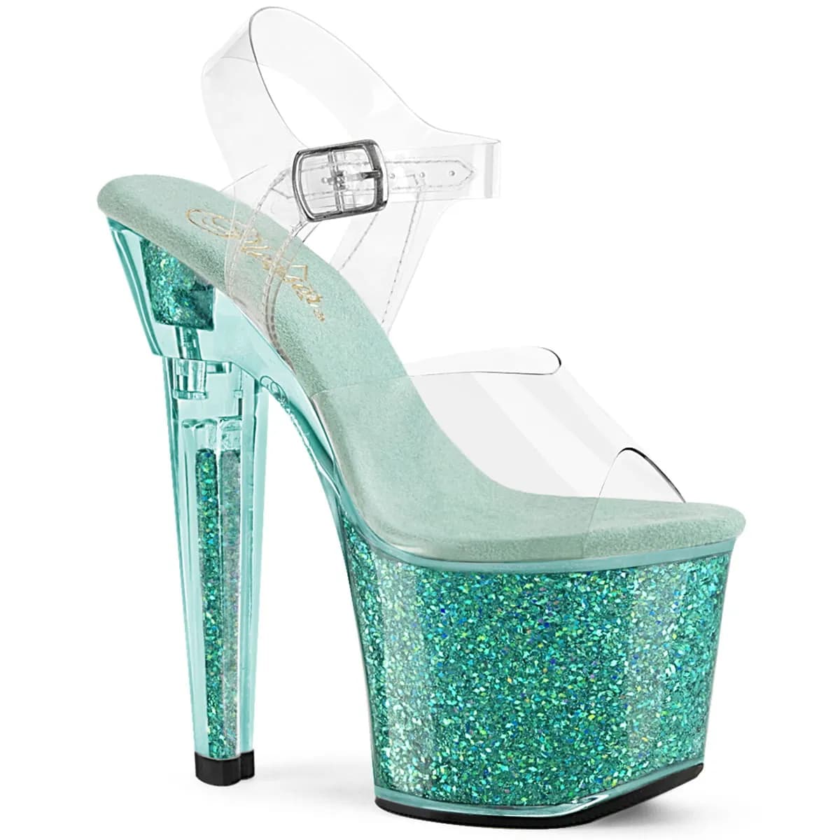 Pleaser LOVESICK-708SG Damen Sandale Transparent Blau EU 39