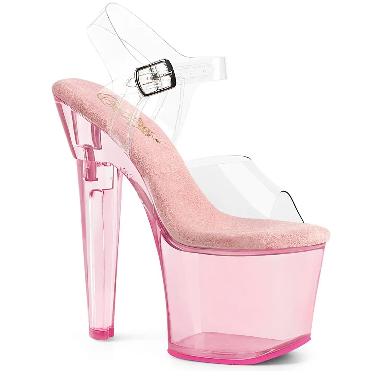 Pleaser LOVESICK-708T Damen Sandale Transparent Rosa EU 39