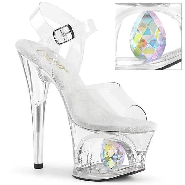 Pleaser MOON-708DIA Damen Sandale Transparent EU 38