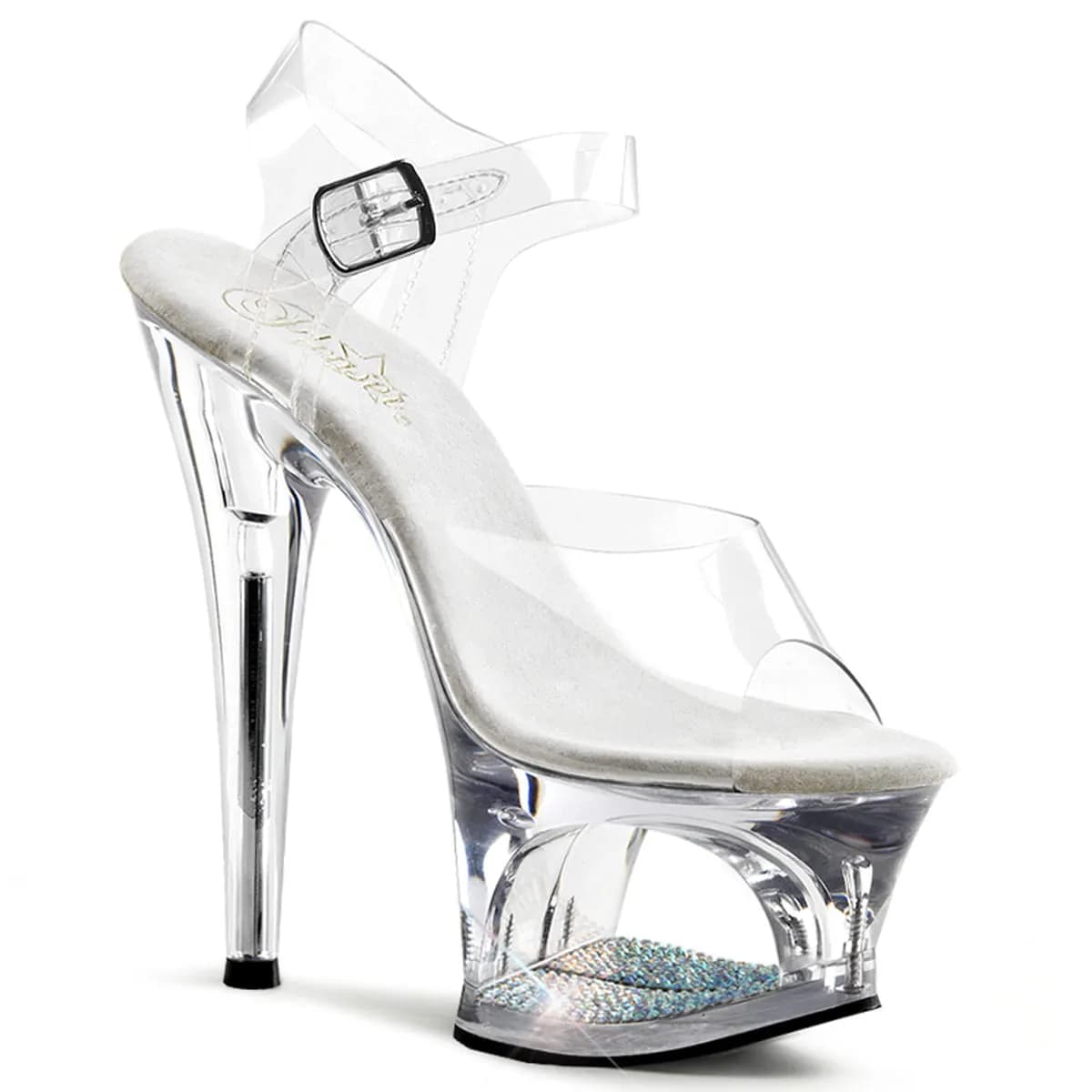 Pleaser MOON-708DM Damen Sandale Transparent EU 40