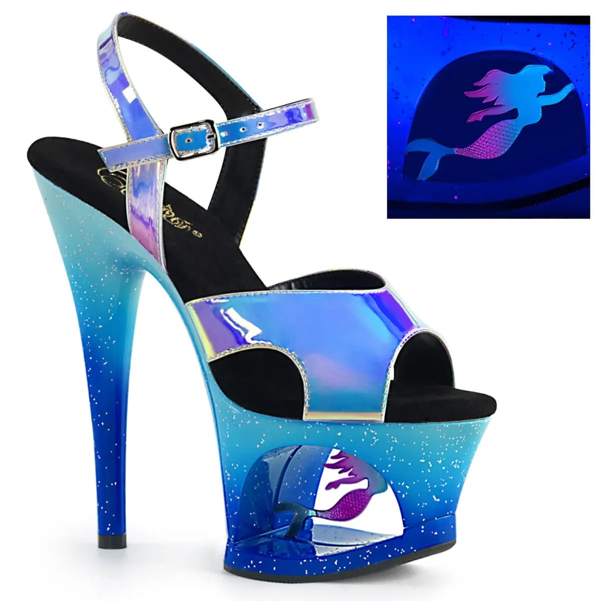 Pleaser MOON-711MER Damen Sandale Blau EU 36