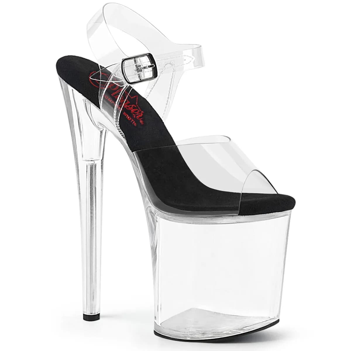 Pleaser NAUGHTY-808 Damen Sandale Transparent Schwarz EU 35