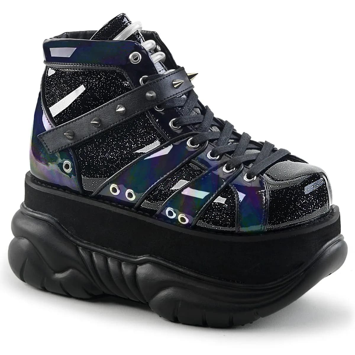 DemoniaCult NEPTUNE-100 Unisex Stiefelette Schwarz Silber EU 43