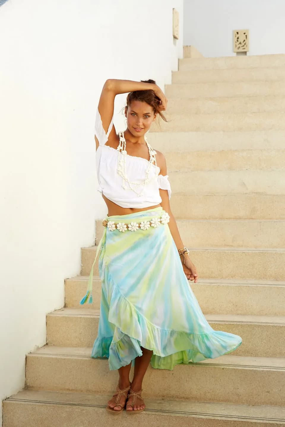 HOT LAVA Wickelrock mit langer Krawatte im Papagayo-Design für Damen - XL