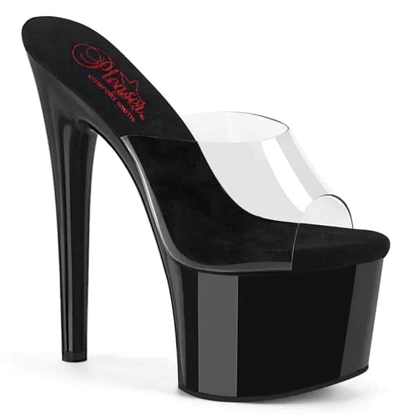 Pleaser PASSION-701 Damen Slipper Transparent Schwarz EU 35