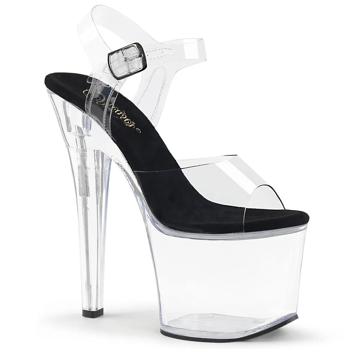Pleaser RADIANT-708 Damen Sandale Transparent Schwarz EU 41