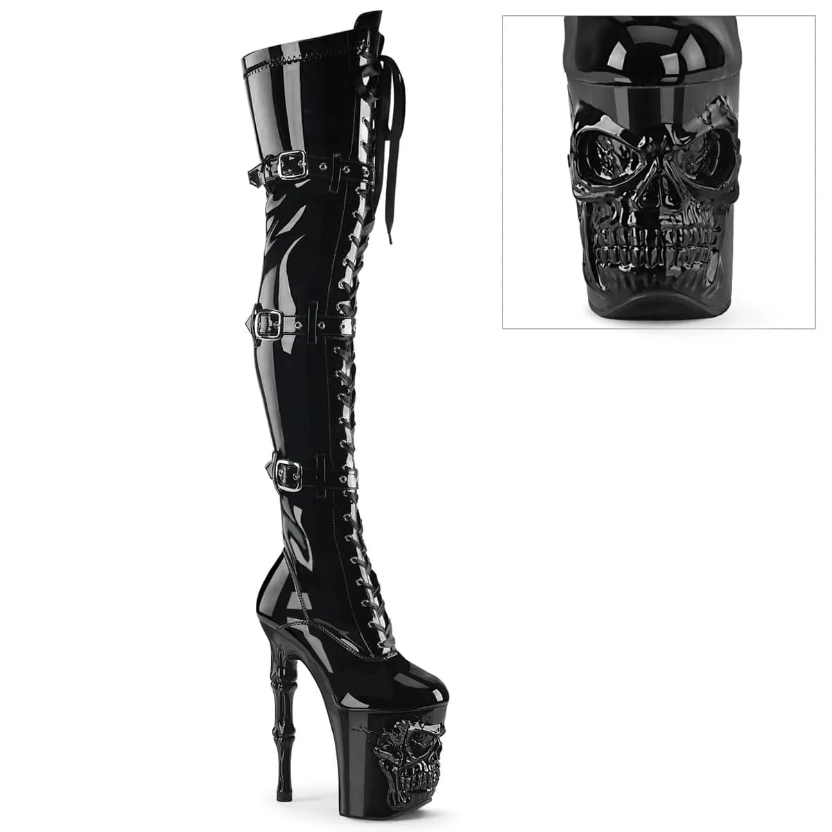 Pleaser RAPTURE-3028 Damen Stiefel Schwarz Glanz EU 39
