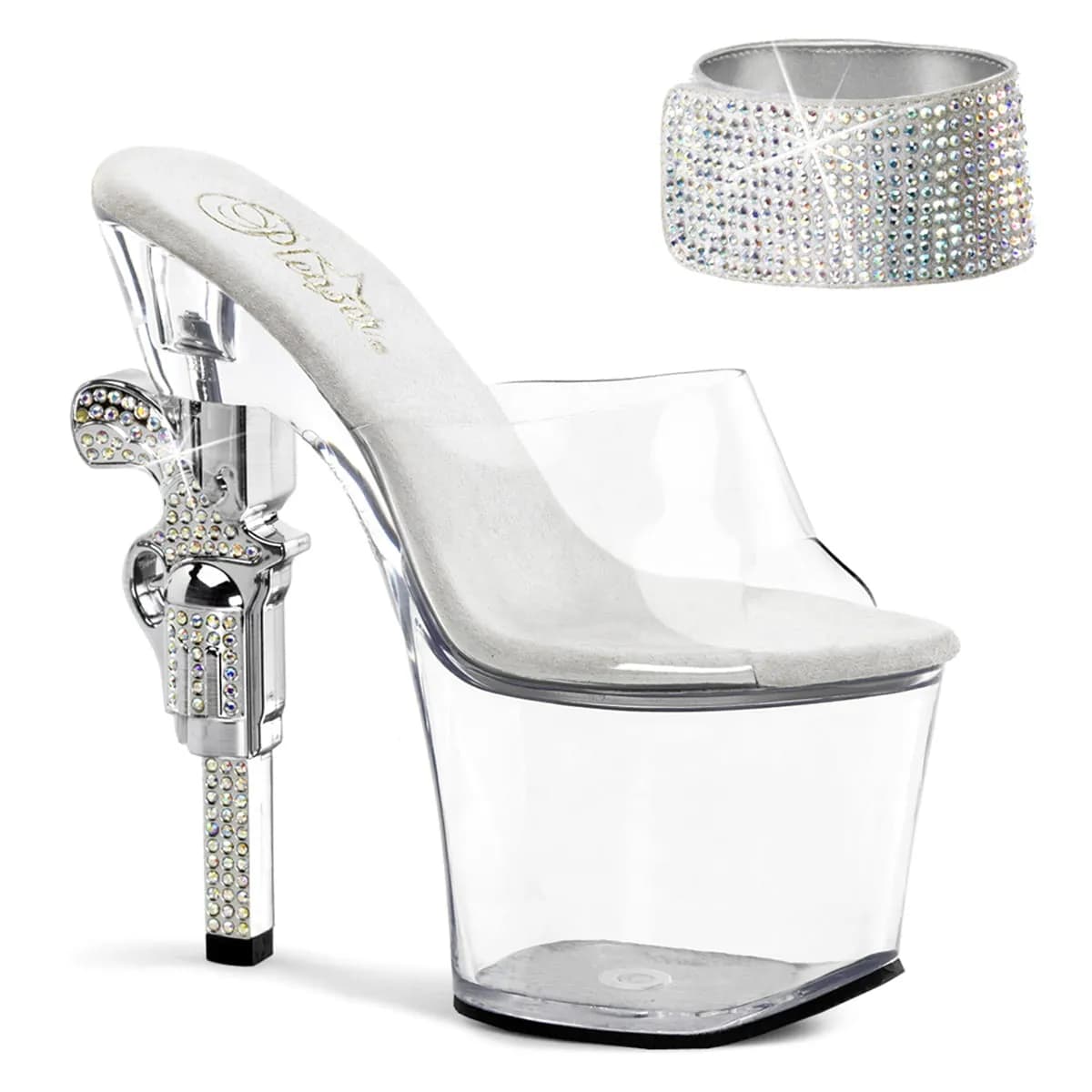 Pleaser REVOLVER-712 Damen Sandale Transparent EU 37