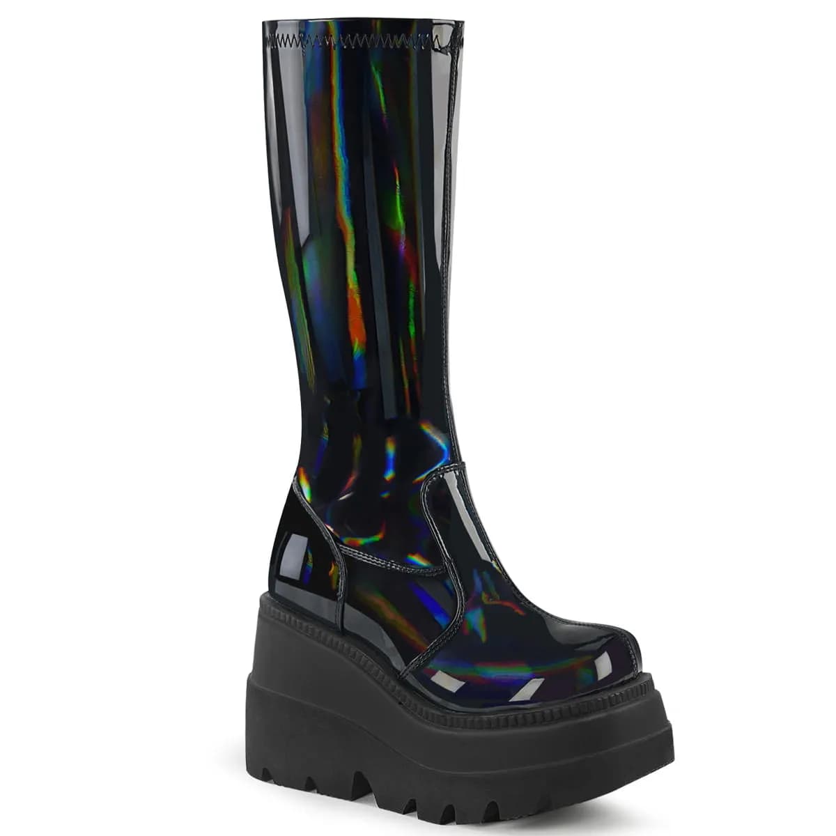 DemoniaCult SHAKER-65 Damen Stiefel Schwarz Hologlanz EU 37