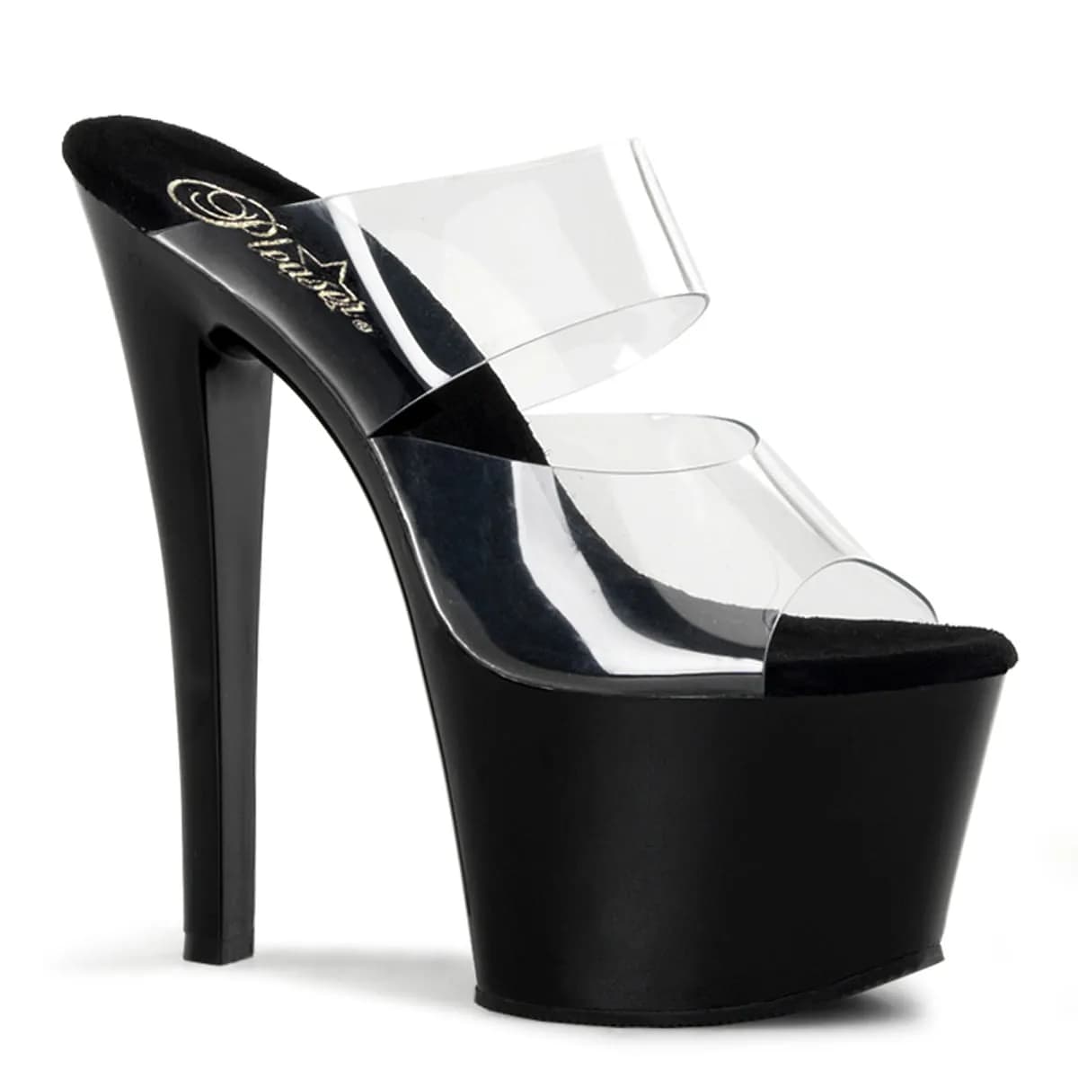 Pleaser SKY-302 Damen Slipper Transparent Schwarz EU 38