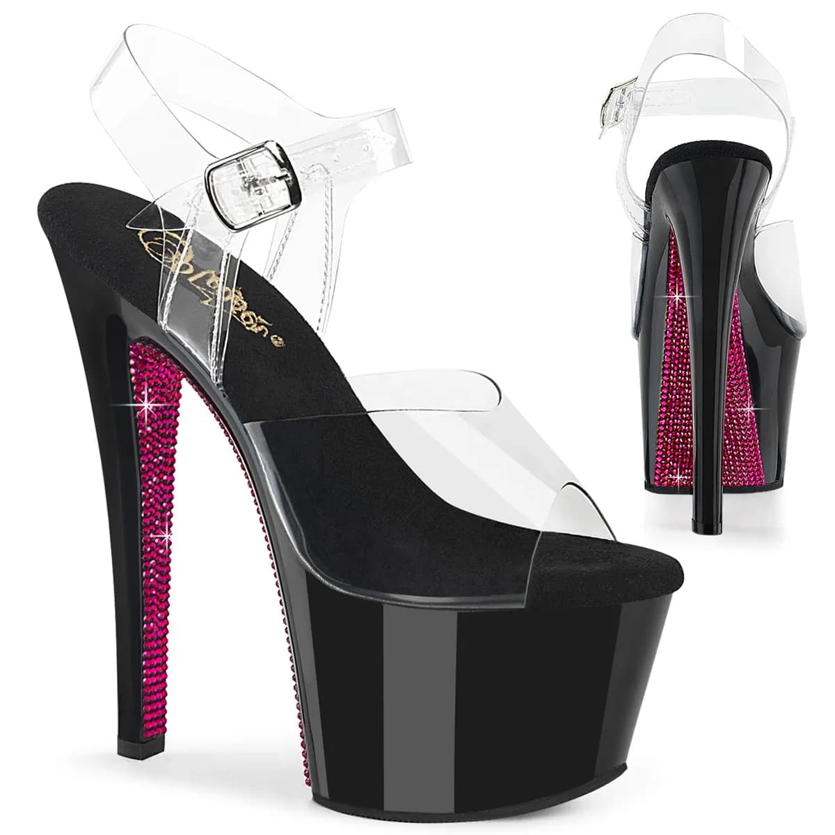 Pleaser SKY-308CRS Damen Sandale Transparent Pink EU 41