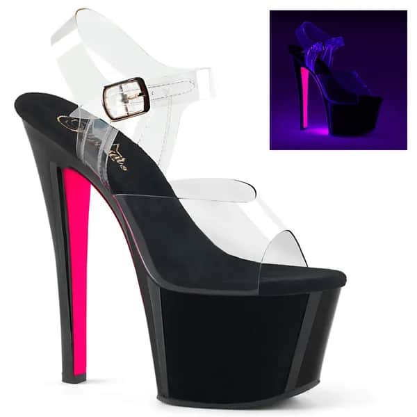 Pleaser SKY-308TT Damen Sandale Transparent EU 44