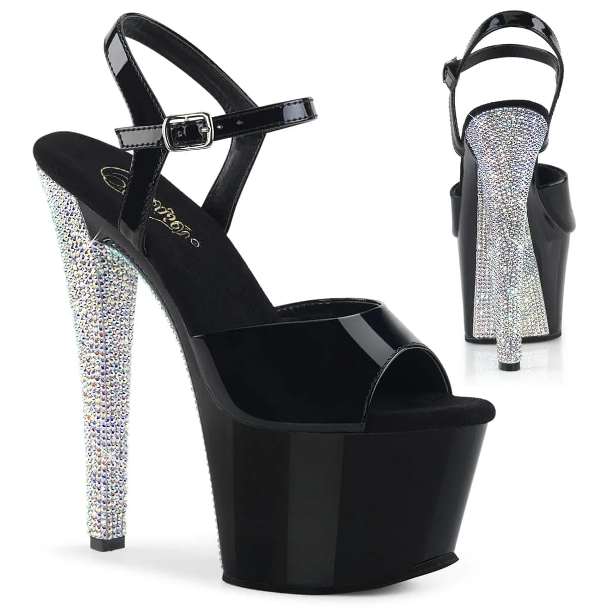 Pleaser SKY-309CHRS Damen Sandale Schwarz EU 35