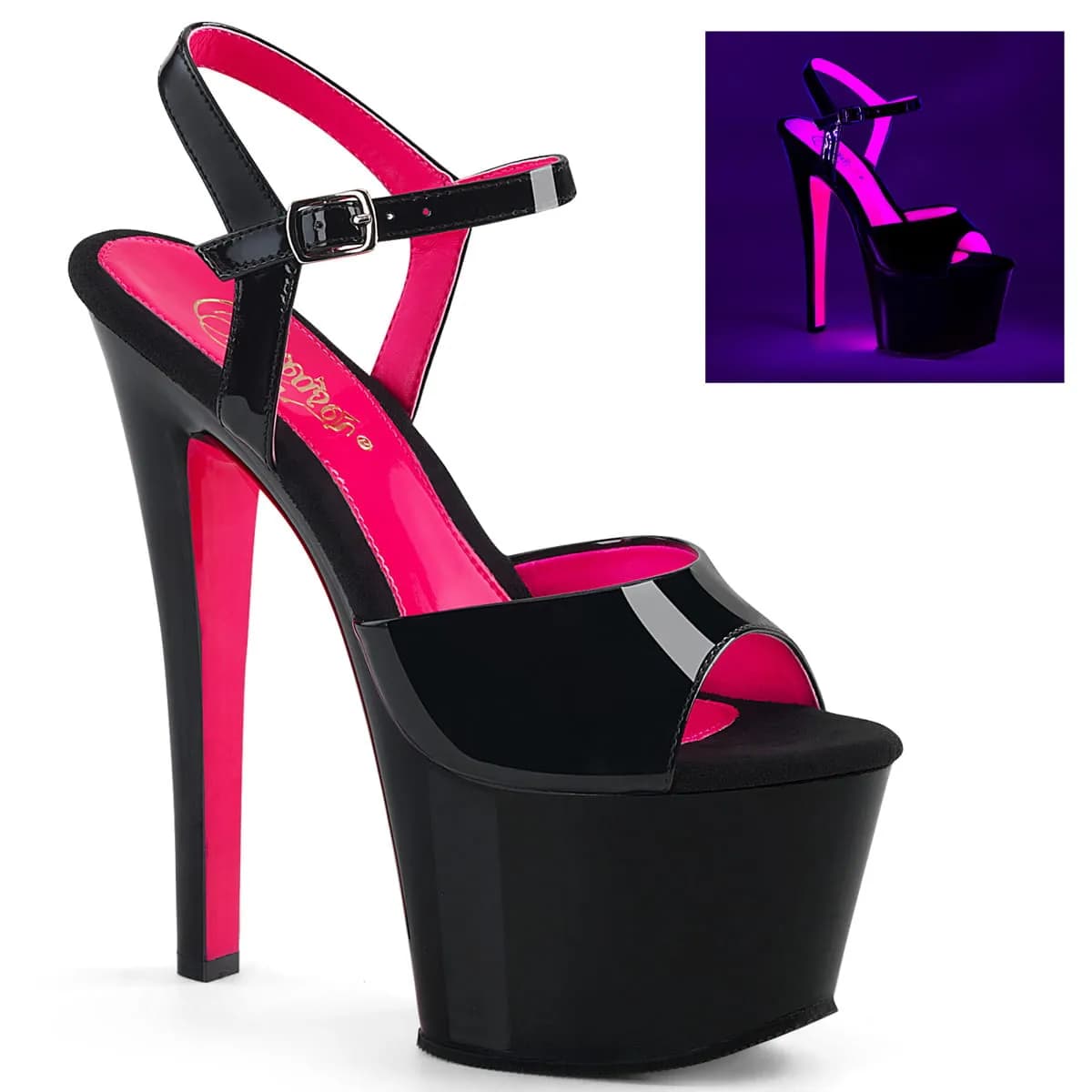 Pleaser SKY-309TT Damen Sandale Schwarz Pink EU 35