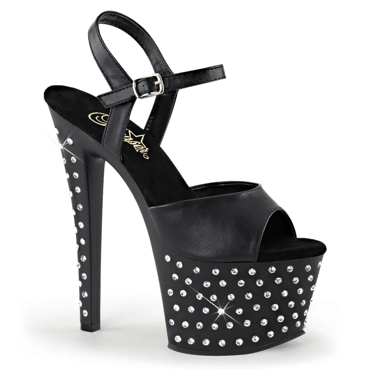 Pleaser STARDUST-709 Damen Sandale Schwarz Matt EU 39