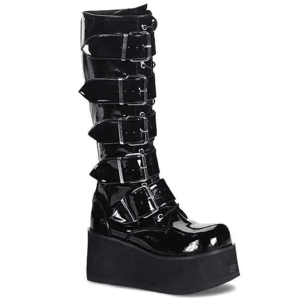 DemoniaCult TRASHVILLE-518 Unisex Stiefel Schwarz Lack EU 43