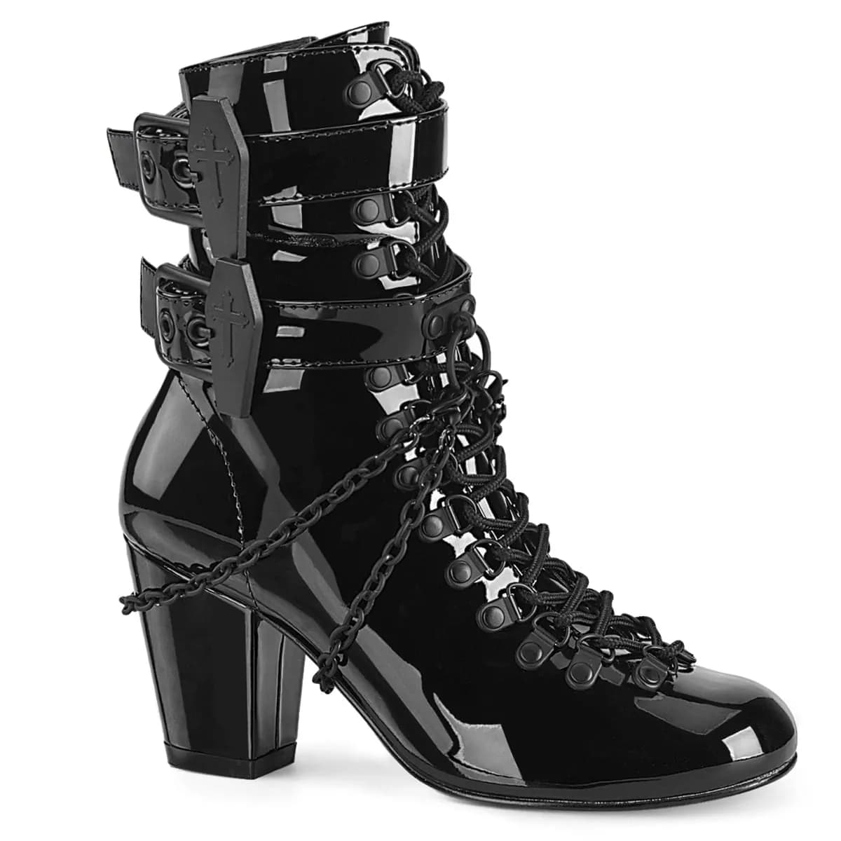 DemoniaCult VIVIKA-128 Damen Stiefelette Schwarz Lack EU 39