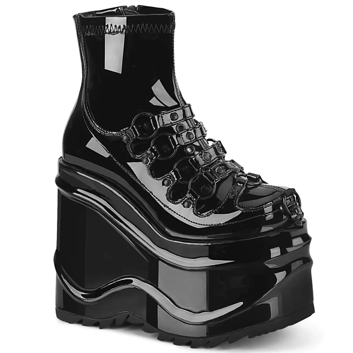 DemoniaCult WAVE-110 Damen Stiefelette Schwarz Lack EU 37