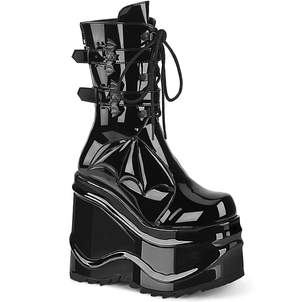 DemoniaCult WAVE-150 Damen Stiefel Schwarz Lack EU 42