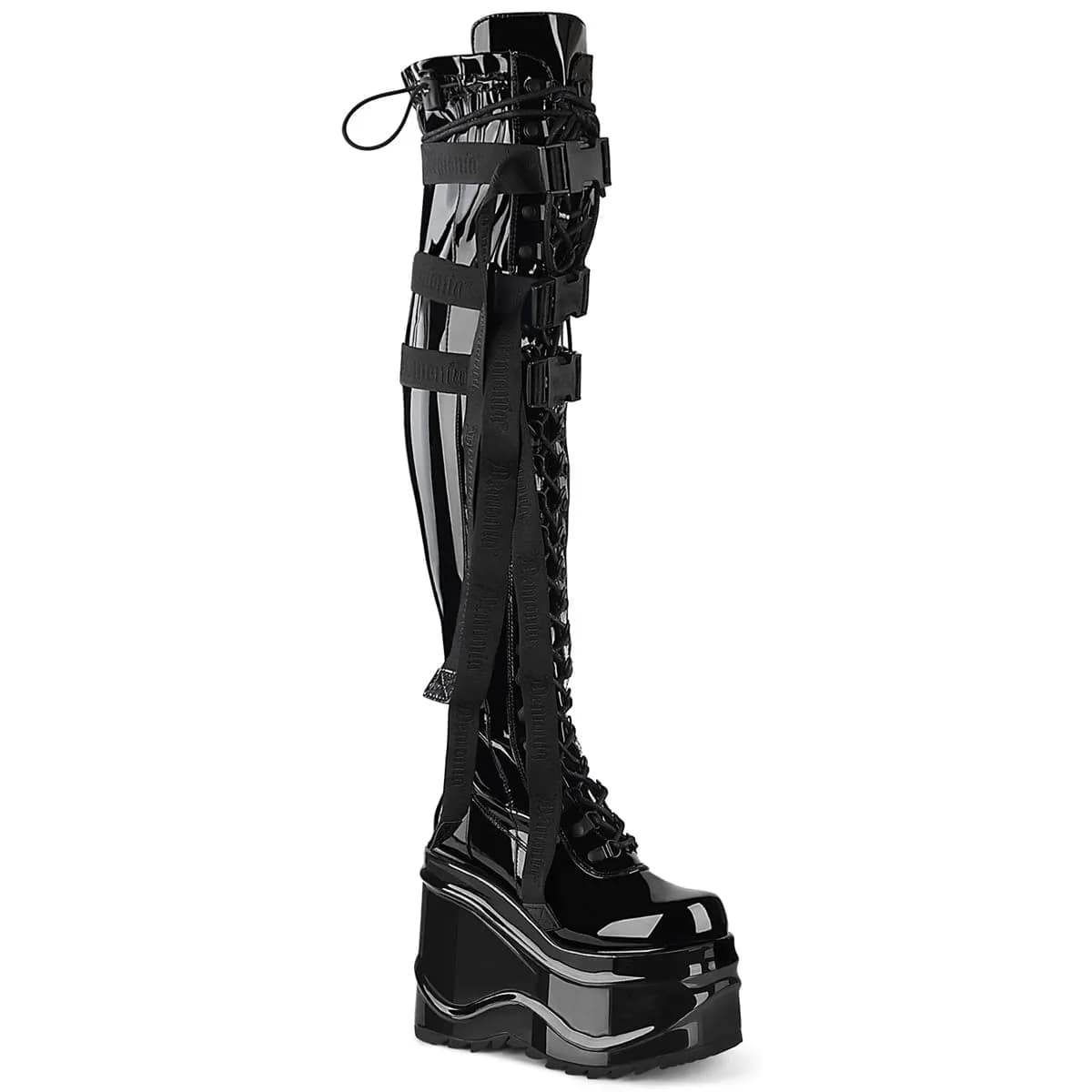 DemoniaCult WAVE-315 Damen Stiefel Schwarz Lack EU 36